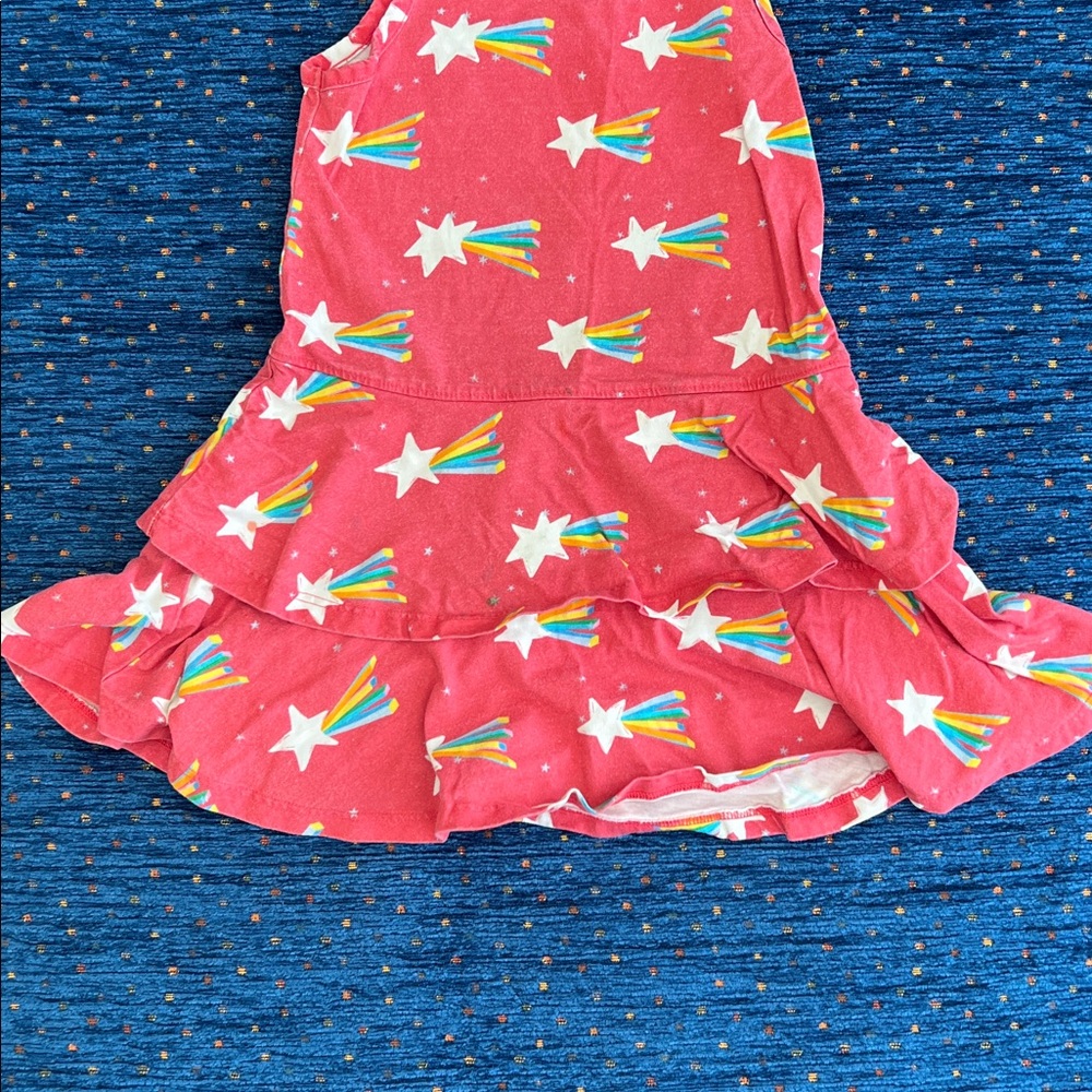 Hanna Andersson red/Pink Shooting Star Dress, two-tiered ruffles, size 4 - Picture 4 of 10